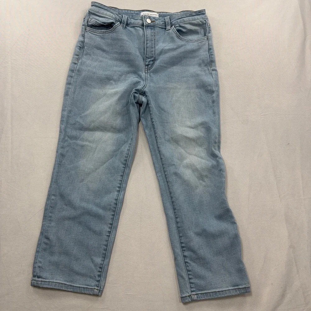 Flying Monkey Jeans Straight Leg High Rise Light Wash Blue Womens Size 31P
